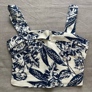 Abercrombie & Fitch Linen-Blend Foldover Set Top NWT